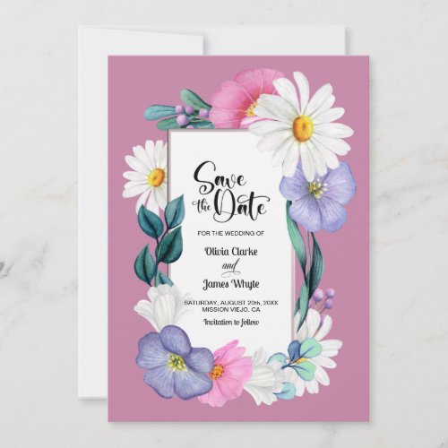 Pink Floral Wedding Save the Date