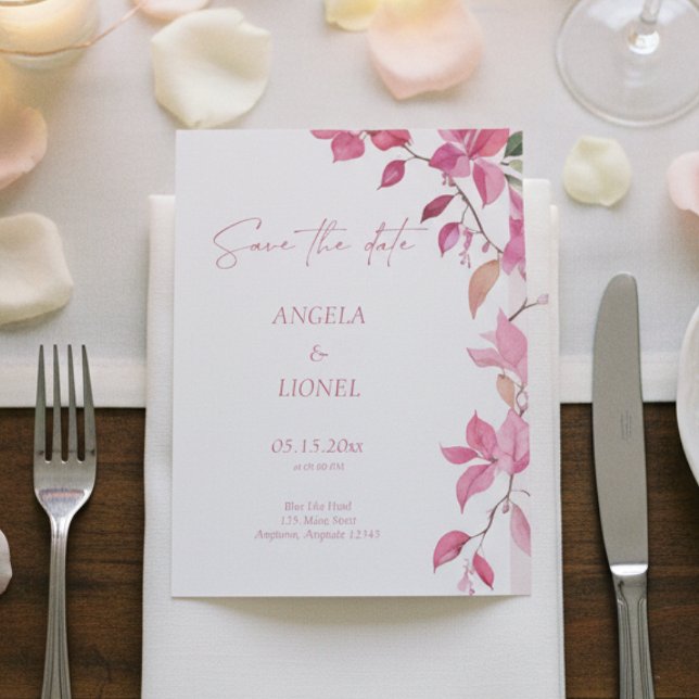 Pink Floral Wedding  Save The Date (Creator Uploaded)