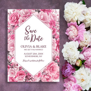 Pink Floral Wedding Save The Date