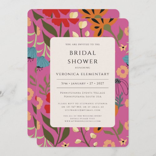 Pink floral wedding Save the Date Invitation