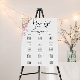 Pink Floral Wedding Seating Chart Foam Board
