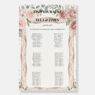 Pink Floral Wedding Seating Chart Sign