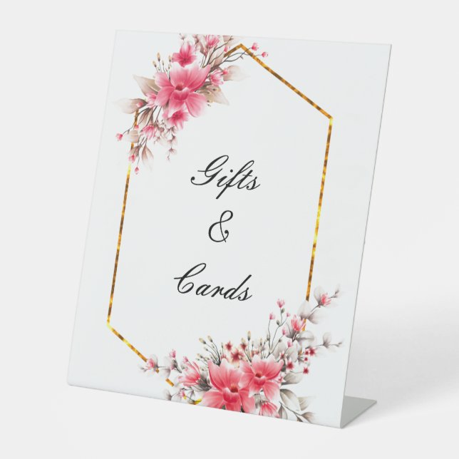 Pink floral wedding sign  (Front)