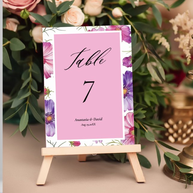 Pink Floral Wedding Table Number (Creator Uploaded)