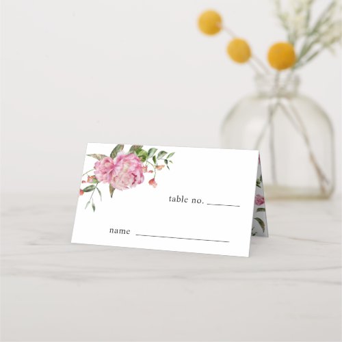 Pink Floral Wedding Table Number Place Card