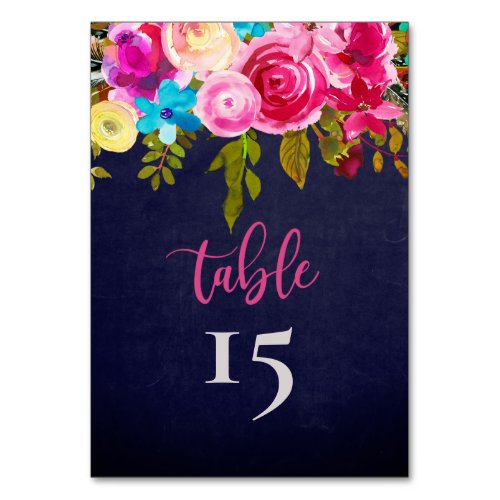 Pink Floral Wedding Table Numbers Double Sided