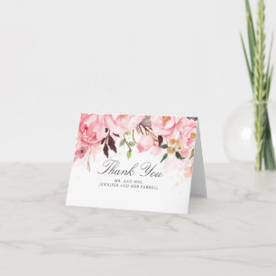 Pink Floral Wedding Thank You Card