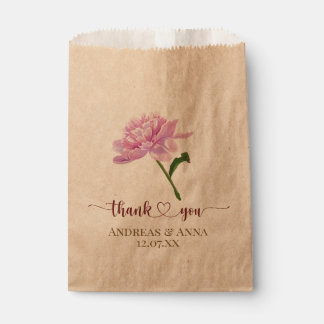 Pink Floral Wedding Thank You Favor Bag
