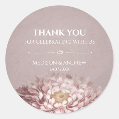 Pink Floral Wedding Thank You Sticker