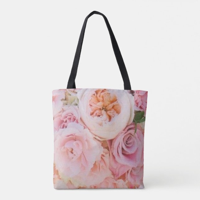 Pink Floral Wedding Tote Bag (Back)