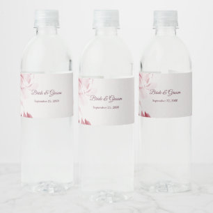 Pink Floral Wedding Water Bottle Label