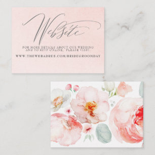 Pink Floral Wedding Website Enclosure Card