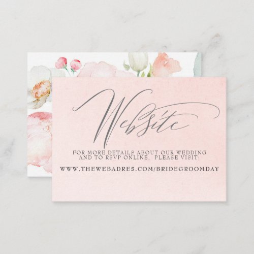 Pink Floral Wedding Website Enclosure Card