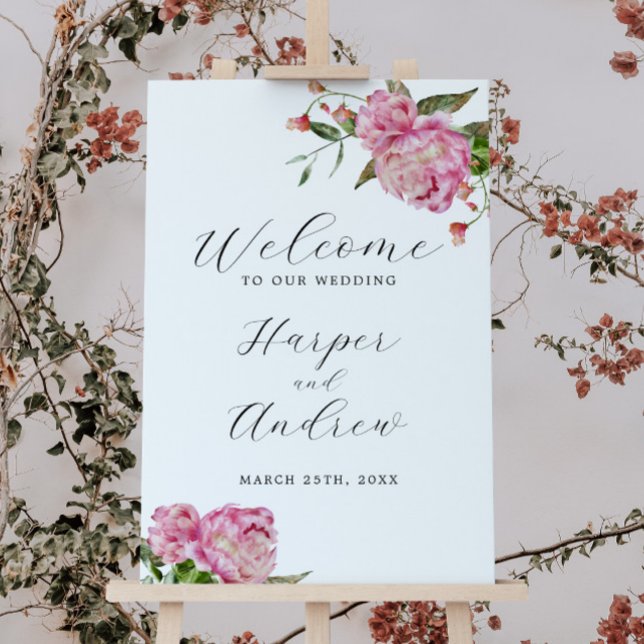 Pink Floral Wedding Welcome Sign (Creator Uploaded)