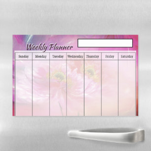 Pink Floral Weekly planner Magnetic Dry Erase Sheet