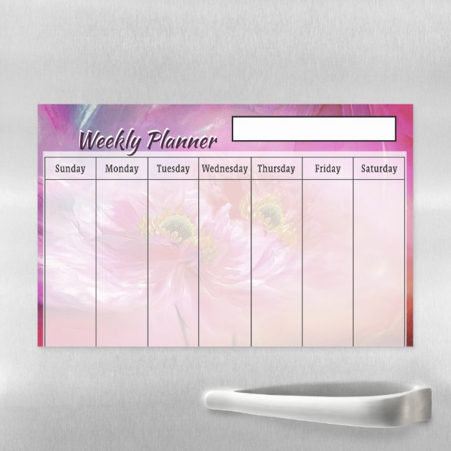 Pink Floral  Weekly planner  Magnetic Dry Erase Sheet (In Situ)
