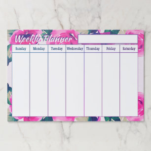 Pink floral Weekly planner sheets Paper Pad