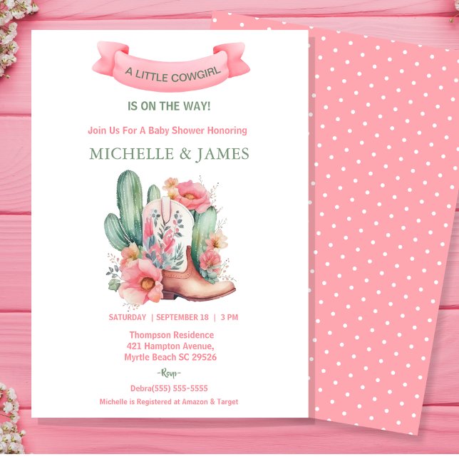   Pink Floral Western Cowgirl Baby Shower   Invitation (Creator Uploaded)