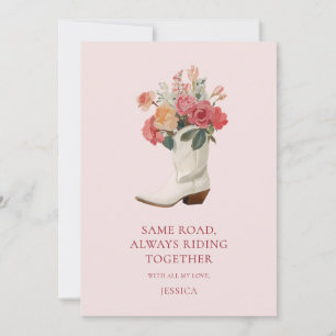 Pink Floral Western Cowgirl Bff Galentine's Day Holiday Card