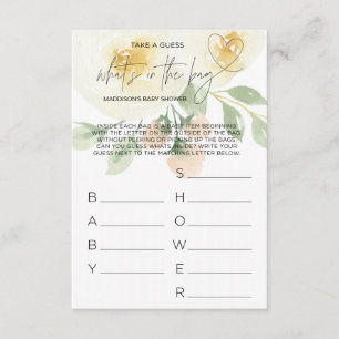 Pink Floral Whats in The Bag Baby Shower Game Card