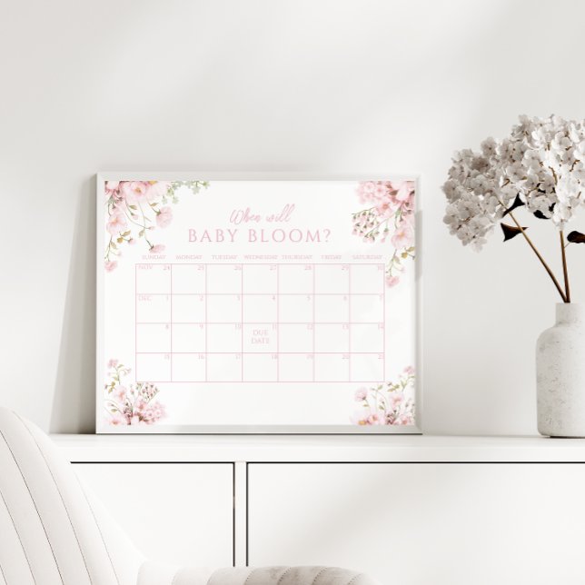 Pink Floral When Will Baby Bloom Callendar Poster (Creator Uploaded)