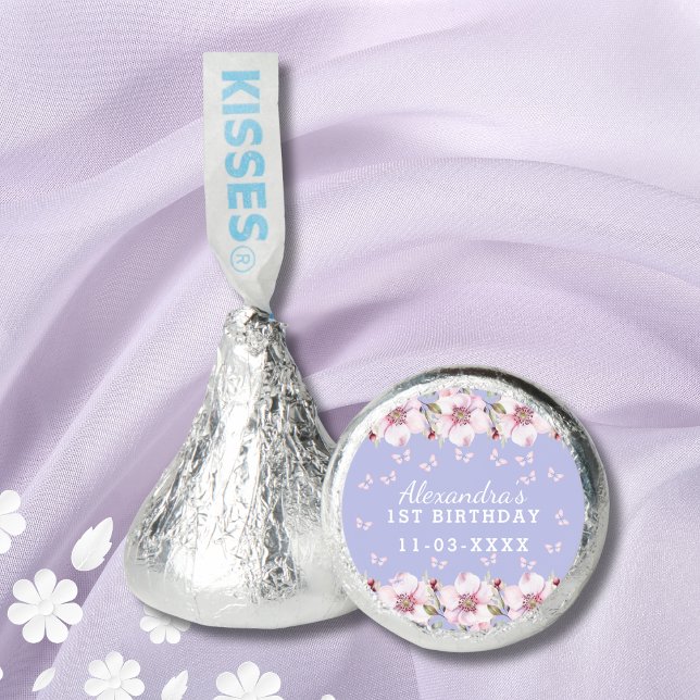 Pink Floral Whimsical Butterfly 1st Birthday Favor (Creator Uploaded)