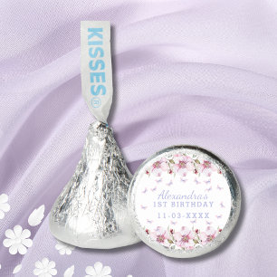 Pink Floral Whimsical Butterfly 1st Birthday Hershey®'s Kisses®