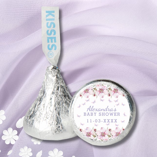 Pink Floral Whimsical Butterfly Baby Shower Hershey®'s Kisses® (Creator Uploaded)