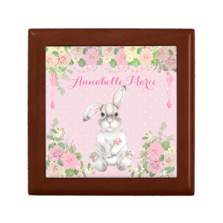 Pink Floral Whimsical Easter Bunny   Gift Box