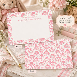Pink Floral Whimsical Vintage Personalized Note Card