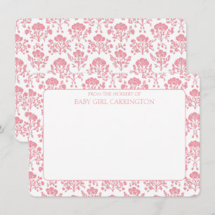 Pink Floral Whimsical Vintage Personalized  Note Card