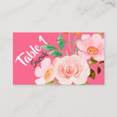 Pink Floral Whimsy Wedding Table Number Cards