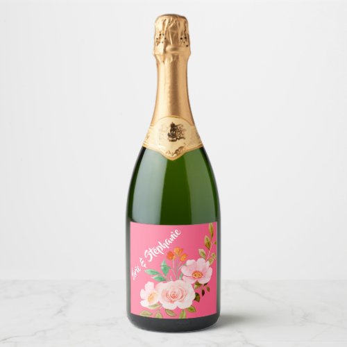 Pink Floral Whimsy Wedding Wine_Sparkling Wine_Cid Sparkling Wine Label