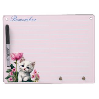 Pink Floral White Kitten