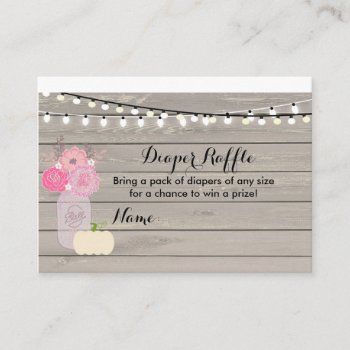 Pink Floral White Pumpkin Diaper Raffle Card by seasidepapercompany at Zazzle