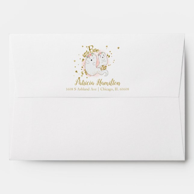 Pink Floral White Pumpkin Fall Baby Shower Envelope (Back (Top Flap))