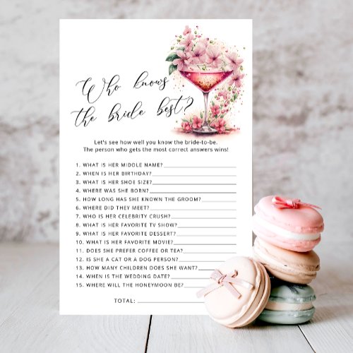 Pink Floral Who Knows Bride the Best Shower Game