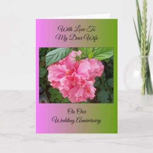 Pink Floral Wife Personalised Wedding Anniversary Card