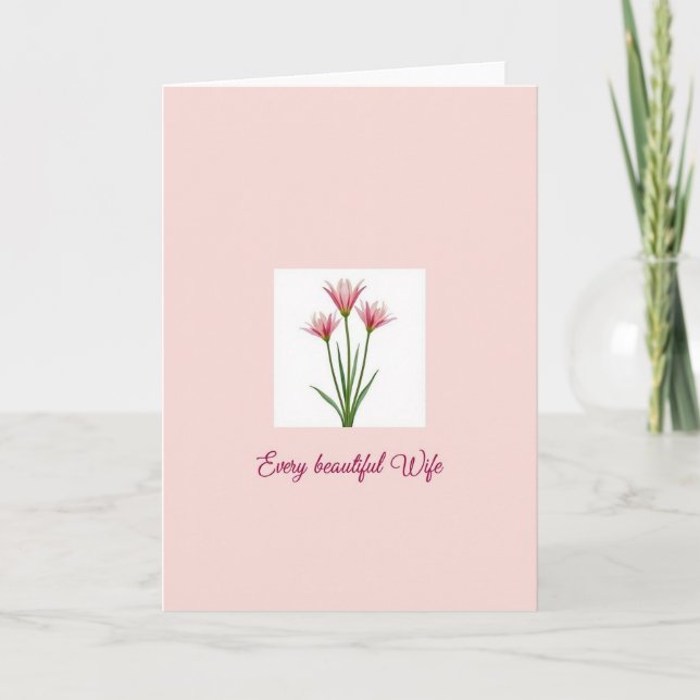 Pink Floral Wifes Day Card (Front)