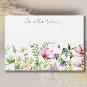 Pink Floral Wildflower Note Card
