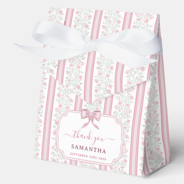 Pink Floral Wildflowers Coquette Party Favor Boxes (Front)