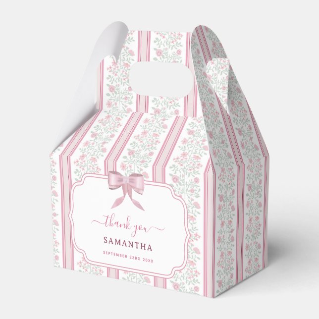 Pink Floral Wildflowers Coquette Party Favor Boxes (Front Side)