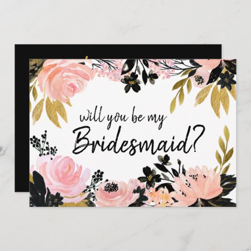 Pink Floral Will You be My Bridesmaid Card