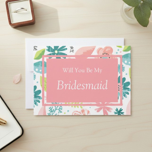 Pink Floral Will You Be My Bridesmaid Proposal Invitation (Creator Uploaded)