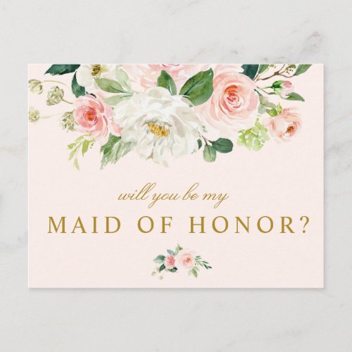 pink floral will you be my Maid of Honor card