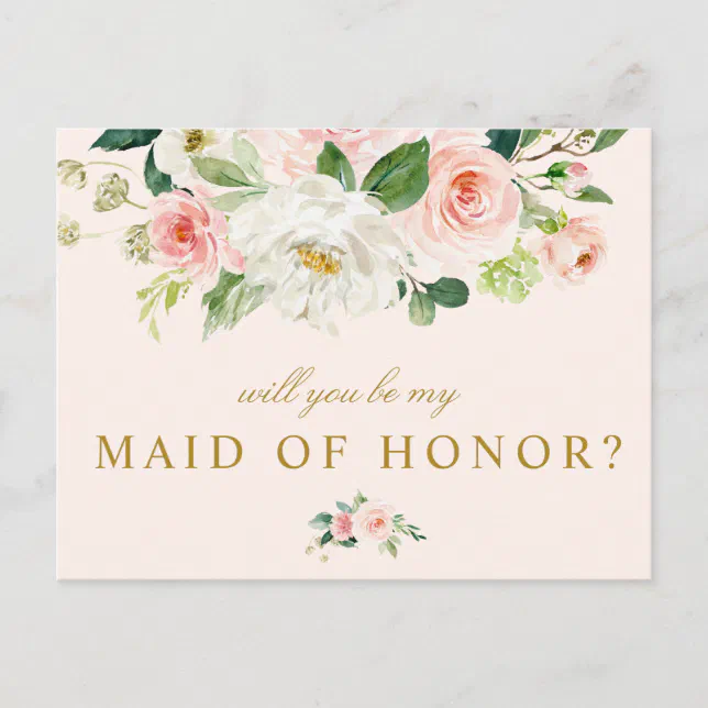 pink floral will you be my Maid of Honor card | Zazzle