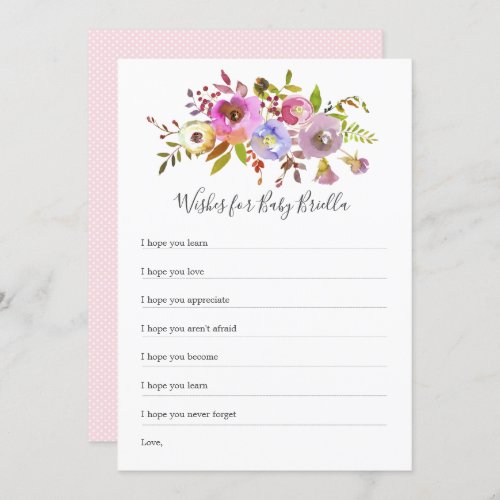 Pink Floral Wishes for Baby baby shower game Invitation