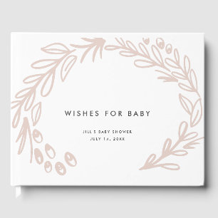Pink Floral Wishes For Baby Guest Book