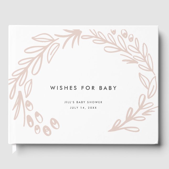 Pink Floral Wishes For Baby Guest Book (Front)