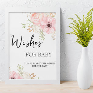 Pink Floral Wishes for Baby Sign